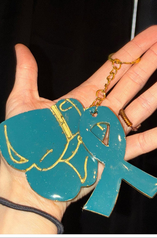 Cancer Ribbon/Fighter Keychain
